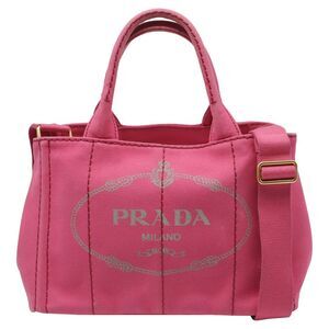 Prada Canapa Logo-Print Small Tote Bag in Pink Canvas